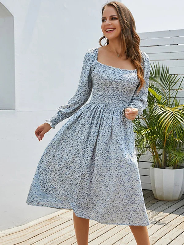 Wrap - Style Women Dress with Adjustable Fit for All Body TypesKittenAlarm - Disty Floral Smocked Dress