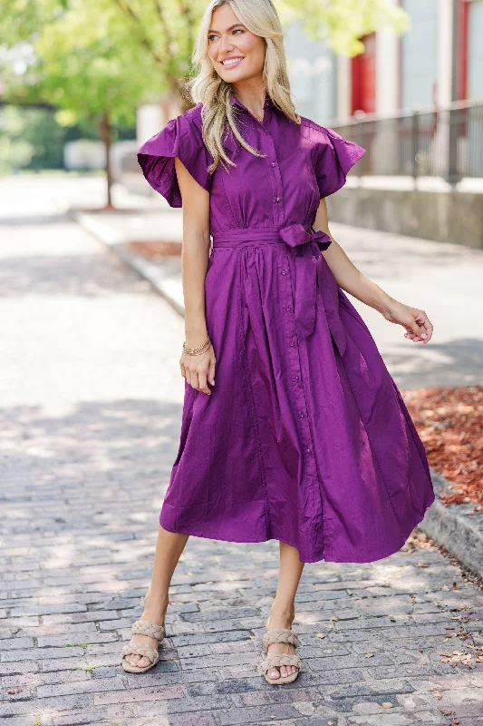 Long - Sleeve Women Dress in Velvet for a Luxurious Winter LookAll In A Dream Plum Purple Dress