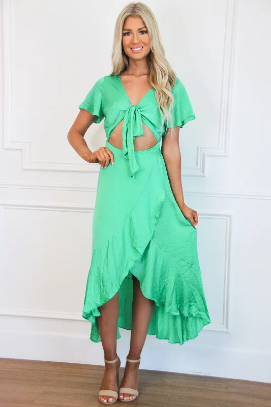 Ball Gown Women Dress with a Full Skirt for a Princess - like LookAmalfi Coast Satin Maxi Dress: Kelly Green