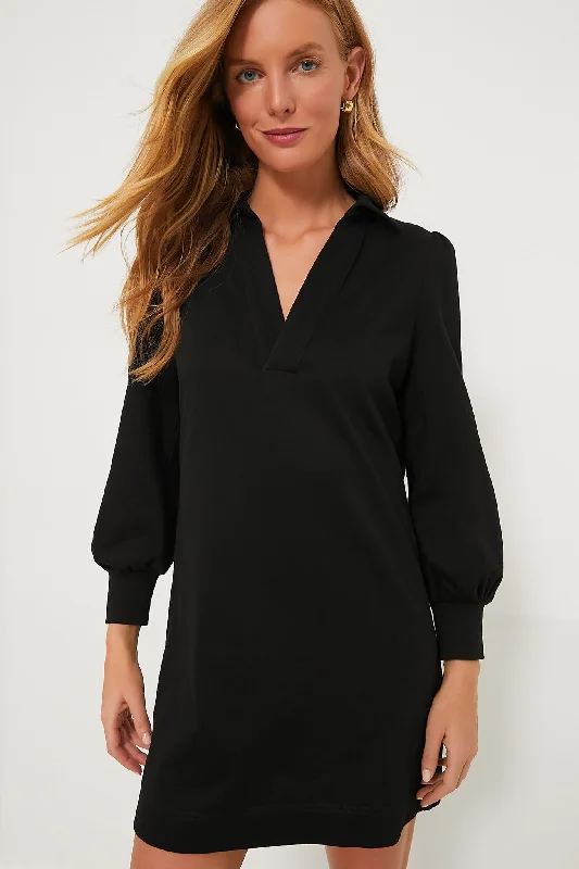 Mini Women Dress with a Short Hem for a Young and Trendy StyleBlack Bradley Knit Polo Dress