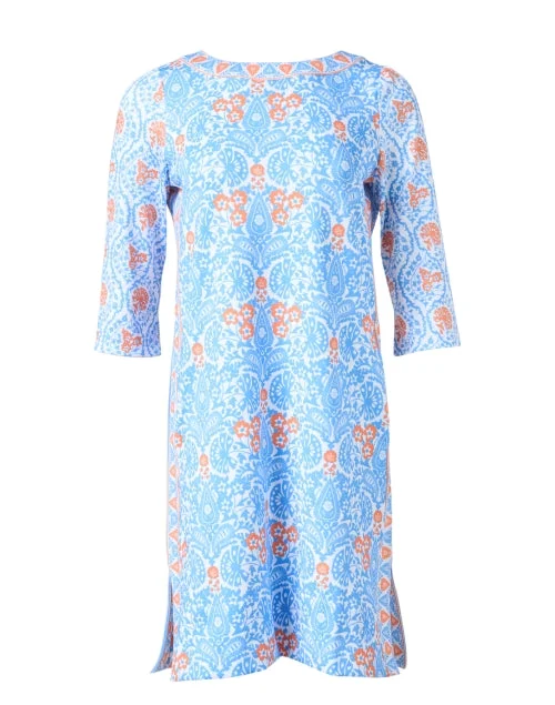 Halter Neck Women Dress to Show Off the Shoulders and NecklineBlue and Orange East India Print Dress