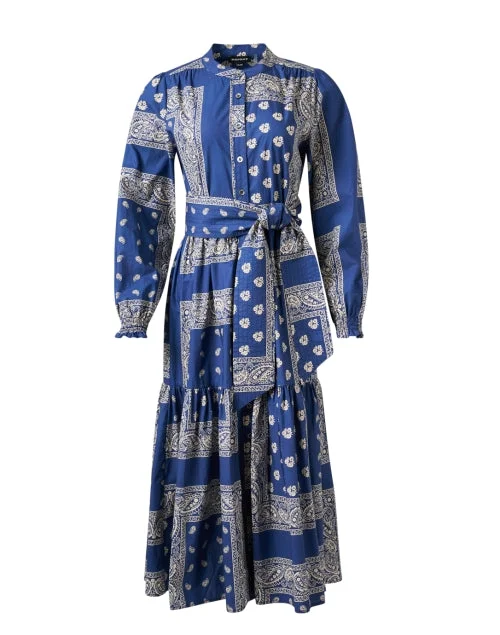 Ruffled Women Dress with Multiple Layers for a Playful and Girly StyleBlue Bandana Print Shirt Dress