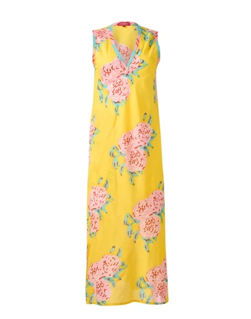 Strapless Women Dress with a Built - in Bra for Comfort and SupportCheack Yellow Multi Print Dress