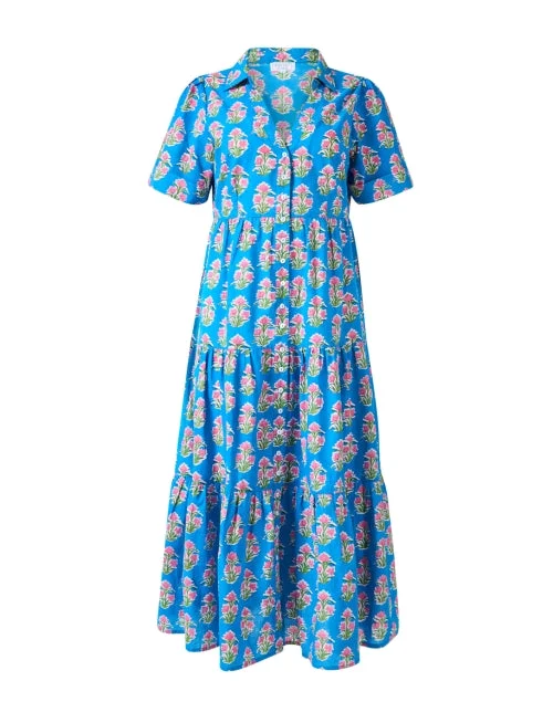 Pleated Women Dress with a Timeless and Elegant TextureDawn Blue Floral Print Dress