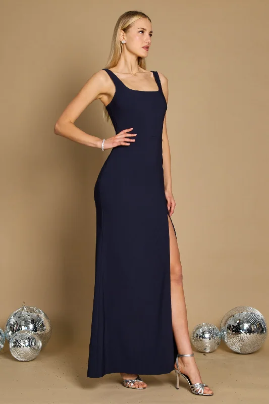 Strapless Women Dress with a Built - in Bra for Comfort and SupportDylan & Davids Long Formal Square Neckline Evening Dress