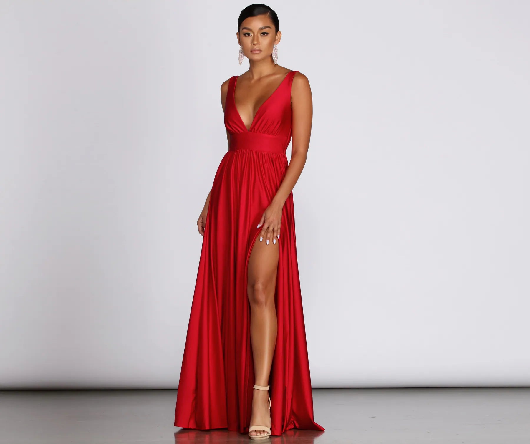 Backless Women Dress for a Sexy and Alluring Look at Evening EventsEllen Deep V Slit Gown