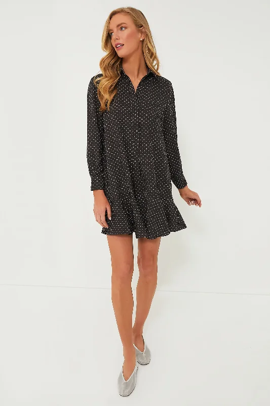 Plus Size Women Dress with a Flattering A - Line Cut for Comfort and StyleEspresso Dot Crepe Callahan Shirt Dress