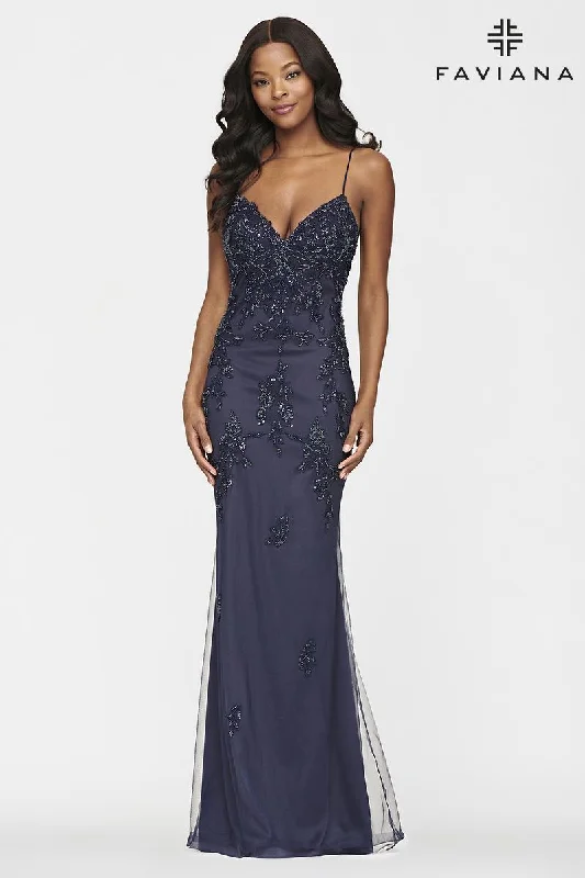 Mermaid - Style Women Dress with a Fitted Silhouette for Special OccasionsFaviana Long Lace Prom Dress S10633