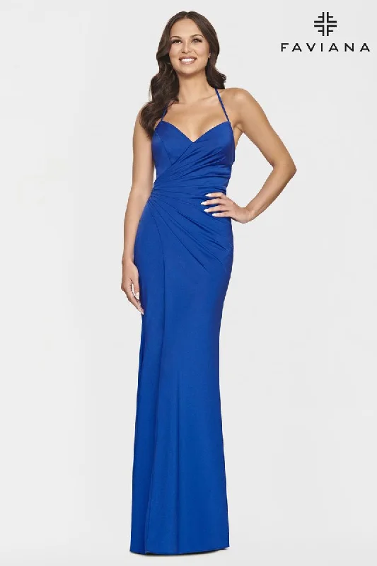 Pleated Women Dress with a Timeless and Elegant TextureFaviana Tight V-Neck Prom Dress S10644