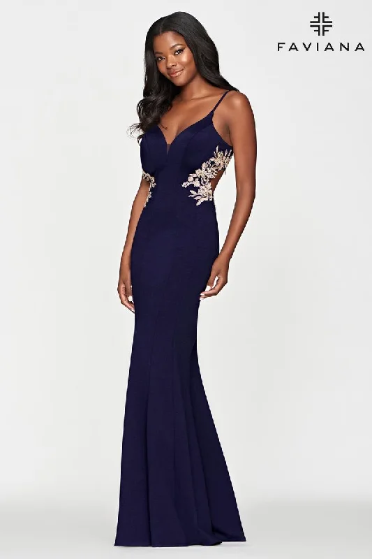 Little Black Women Dress with Sequins for a Glamorous Night OutFaviana Open Back Long Prom Dress S10668