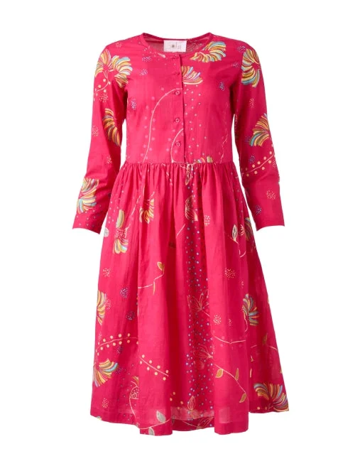 Empire Waist Women Dress to Accentuate the Bust and Conceal the WaistFuchsia Print Dress