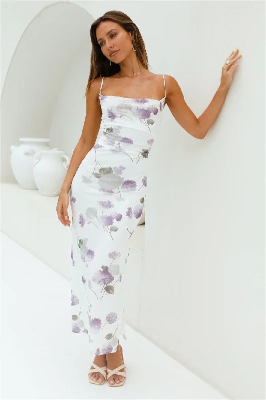 Strapless Women Dress with a Built - in Bra for Comfort and SupportLavender Love Mesh Maxi Dress Purple