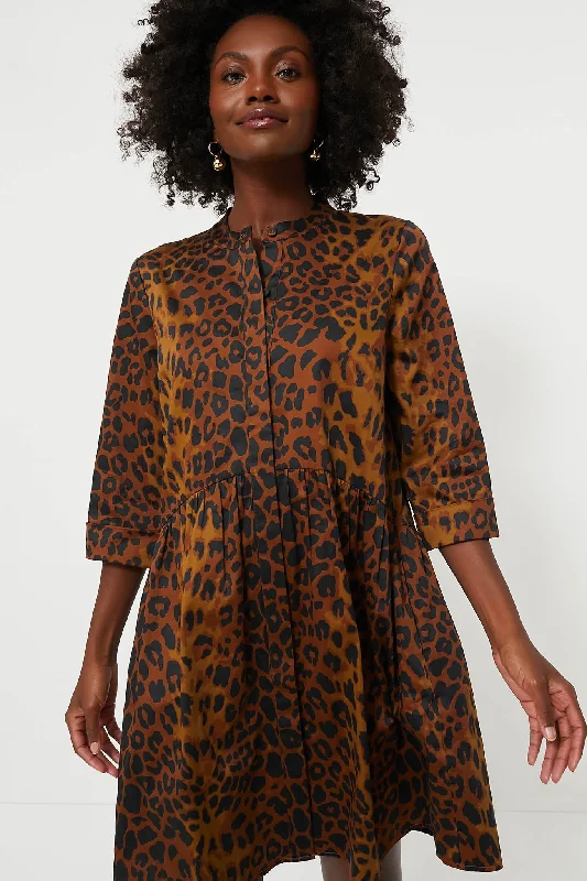 Mini Women Dress with a Short Hem for a Young and Trendy StyleLeopard Royal Shirt Dress