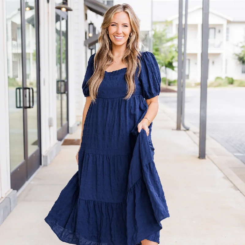 Mermaid - Style Women Dress with a Fitted Silhouette for Special OccasionsLet's Get Away Dress, Navy