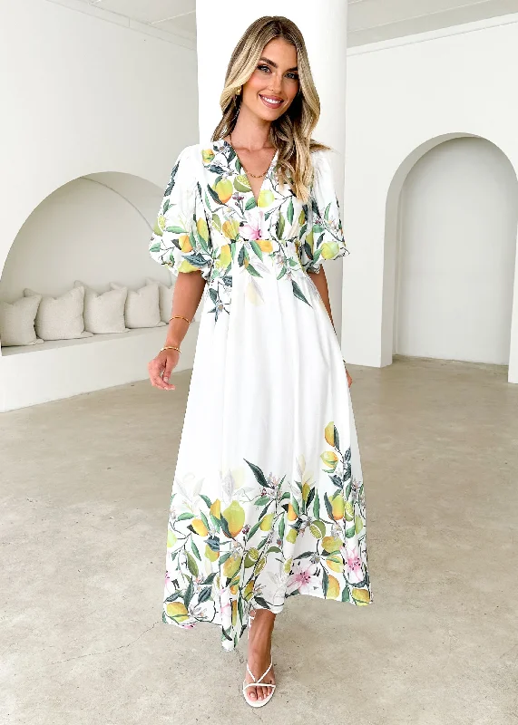 Pleated Women Dress with a Timeless and Elegant TextureLumina Maxi Dress - Limoncello