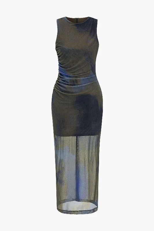 Little Black Women Dress with Sequins for a Glamorous Night OutTie Dye Print Ruched Midi Dress