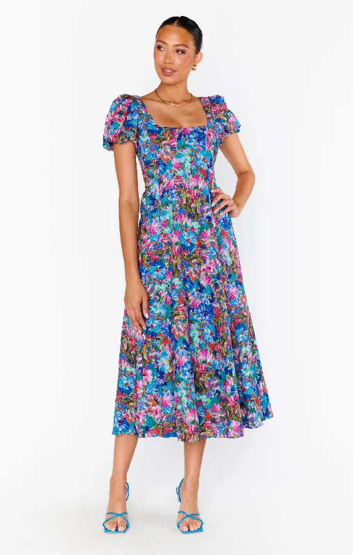 Sheath Women Dress with a Tailored Fit for a Professional LookMia Midi Dress ~ Painterly Meadows