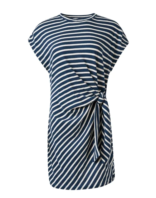 Mini Women Dress with a Short Hem for a Young and Trendy StyleNina Navy and Cream Stripe Cotton Dress