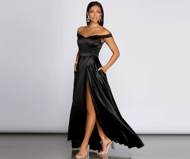 Wrap - Style Women Dress with Adjustable Fit for All Body TypesOphelia Formal High Slit Satin Dress