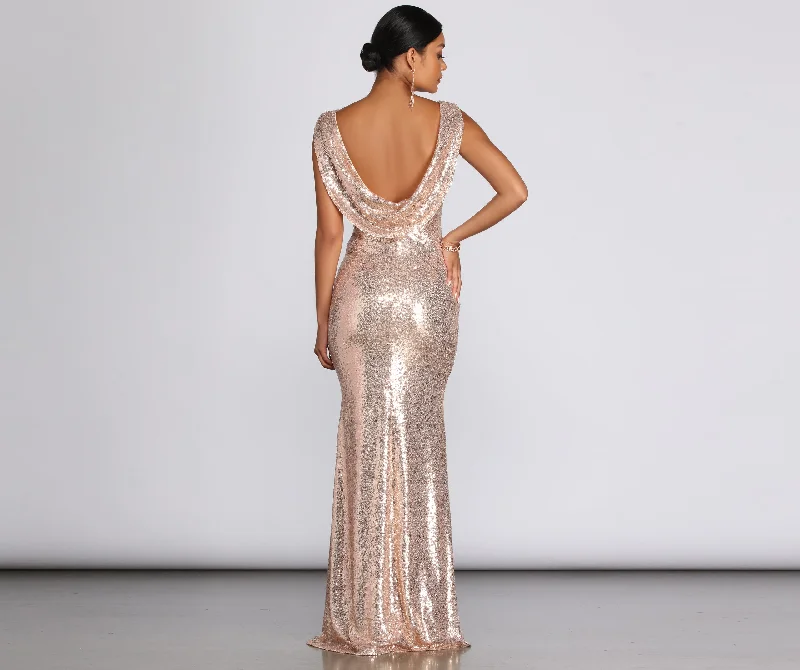 Mermaid - Style Women Dress with a Fitted Silhouette for Special OccasionsPaloma Cowl Back Sequin Gown