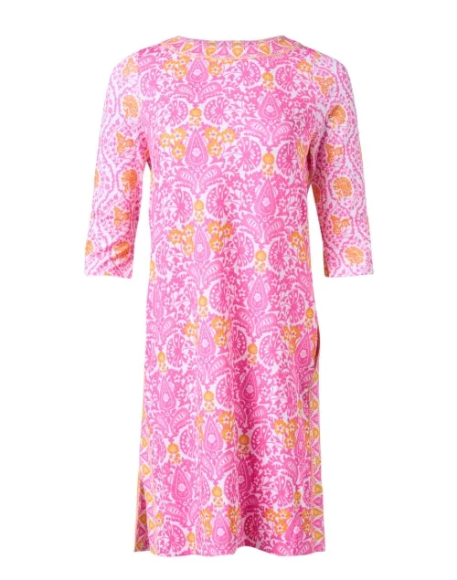 Mermaid - Style Women Dress with a Fitted Silhouette for Special OccasionsPink and Orange East India Print Dress