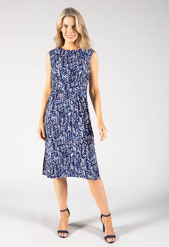 Strapless Women Dress with a Built - in Bra for Comfort and SupportPrinted Belt Detail Midi Dress