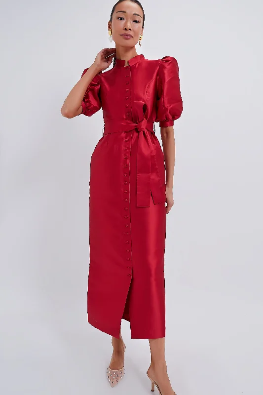 Sheath Women Dress with a Tailored Fit for a Professional LookRed Amoako Smart Long Dress