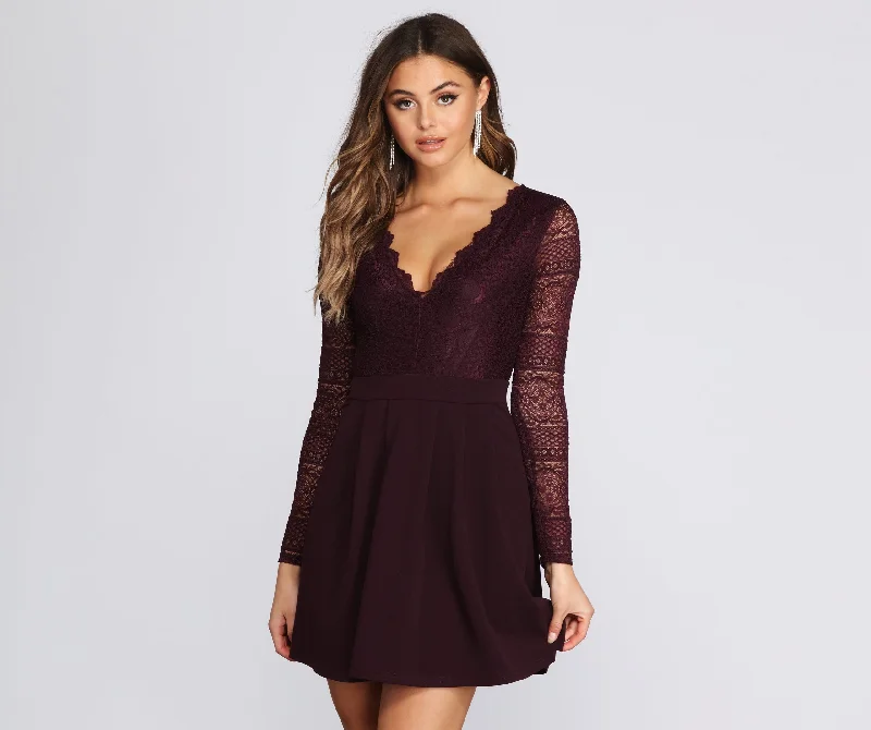 Shift Women Dress with a Simple and Classic Design for Everyday WearSecret Obsession Lace Skater Dress