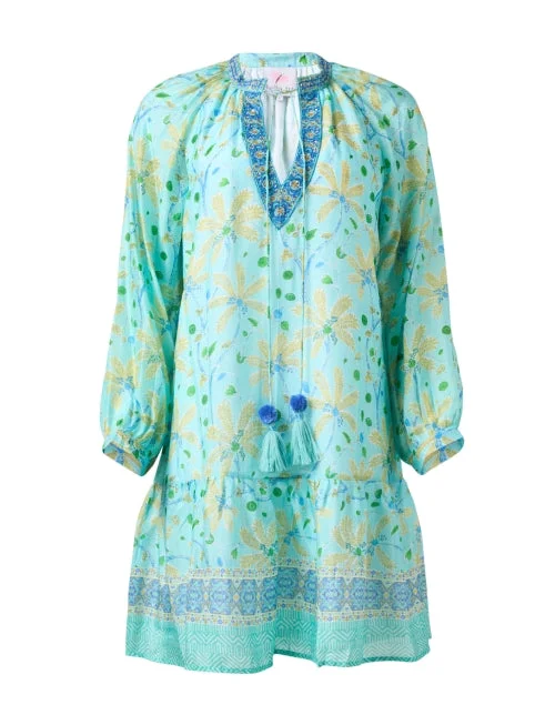 Lace - Embellished Women Dress for an Elegant and Sophisticated AppearanceTurquoise Print Dress