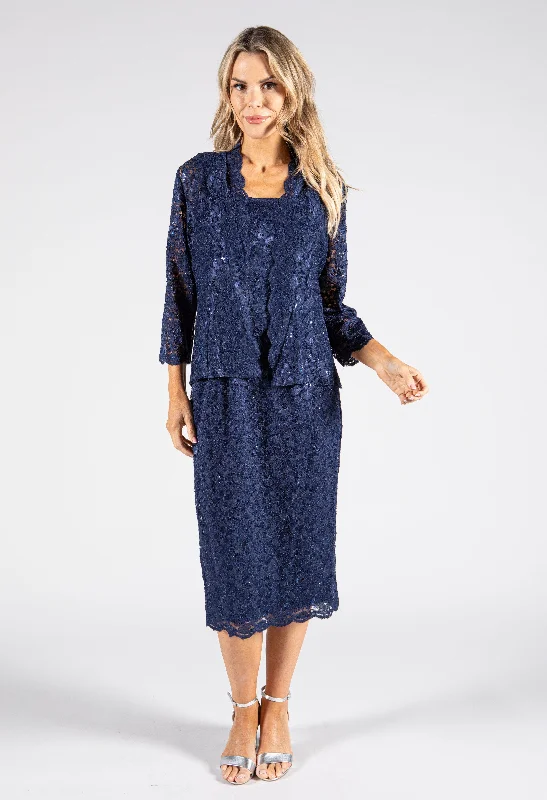 Plus Size Women Dress with a Flattering A - Line Cut for Comfort and StyleTwo Piece Lace Dress and Jacket