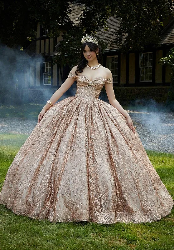 Ball Gown Women Dress with a Full Skirt for a Princess - like LookVizcaya by Morilee Glitter Tulle Quince Dress 89455