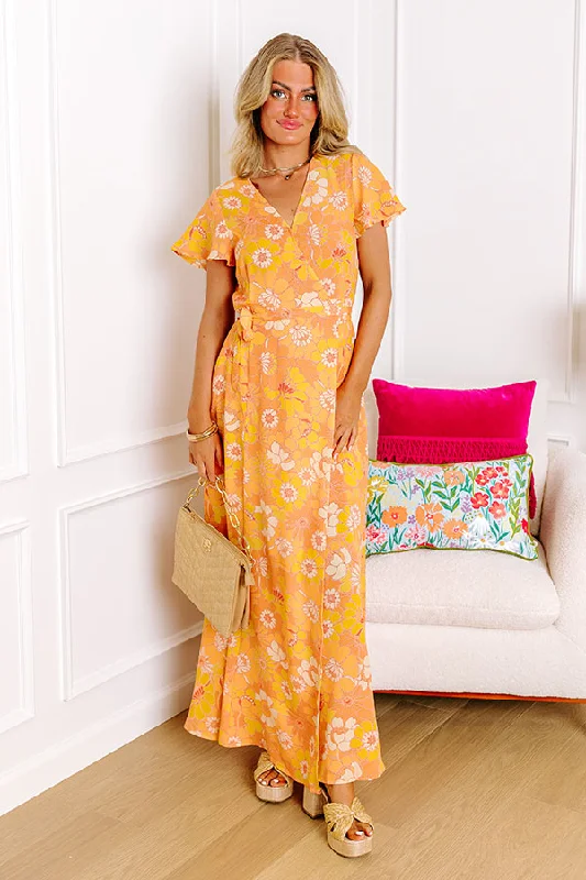 Printed Abstract Women Dress for a Modern and Artistic AppealWalk Through The Garden Wrap Maxi