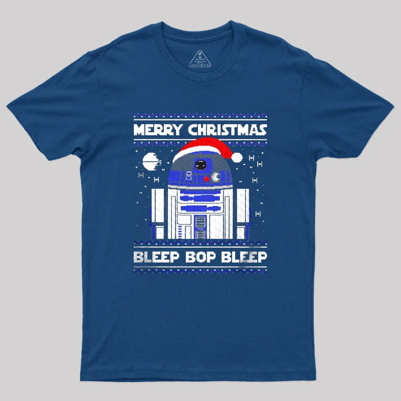 V - Neck Women T Shirt to Enhance the NecklineChristmas Droid Geek T-Shirt