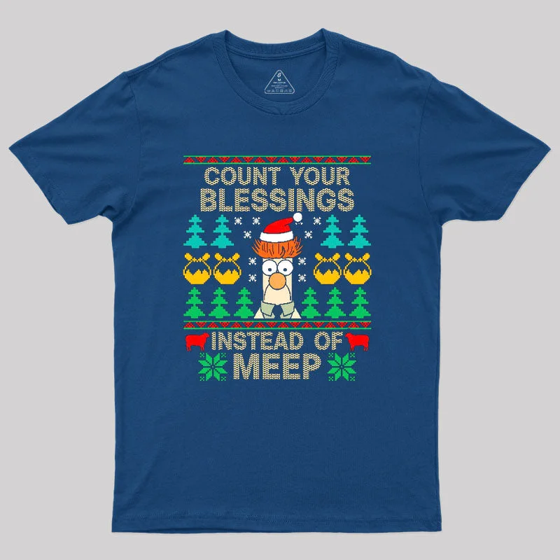 Sequined Women T Shirt for a Sparkly Night OutCount Your Blessings Instead Of Meep Geek T-Shirt