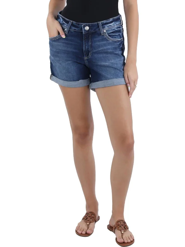 Elyse Womens Mid-Rise Curvy Denim Shorts