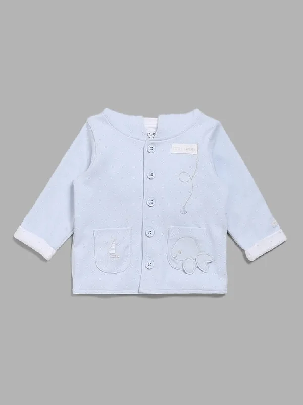 HOP Baby Blue Embroidered Cardigan