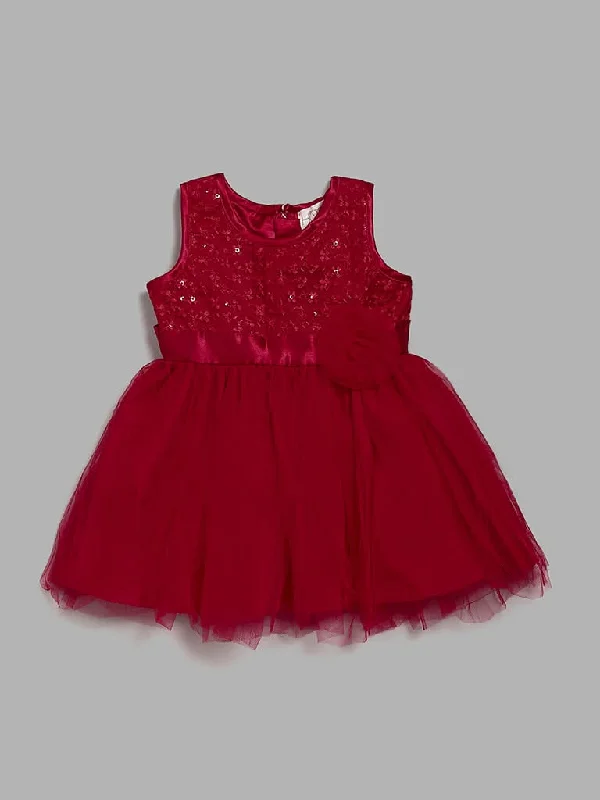 HOP Baby Red Embroidered Dress