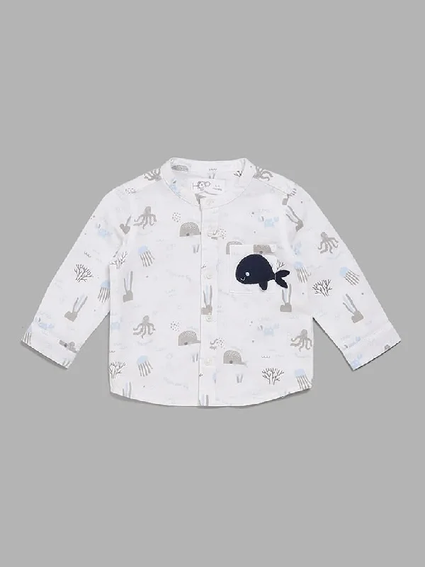 HOP Baby Sea Animal Printed White Shirt