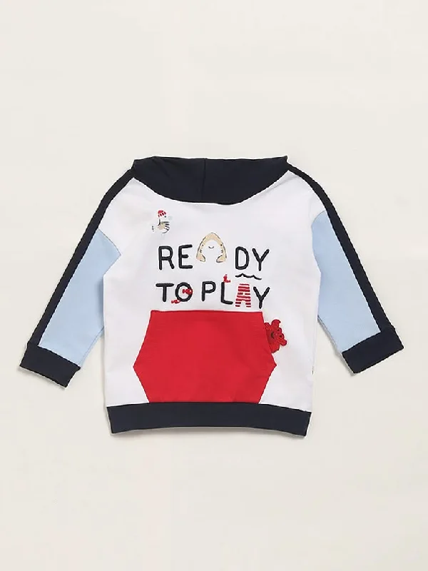 HOP Baby White Embroidered Sweatshirt