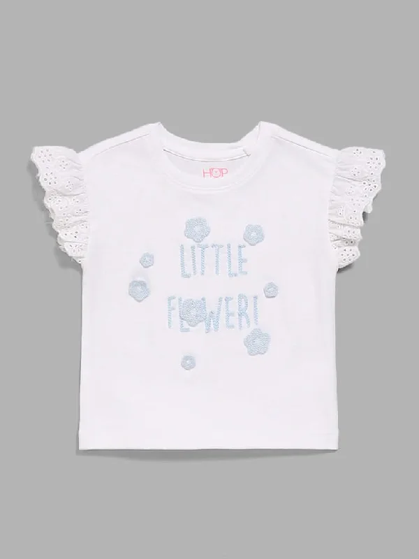 HOP Baby White Embroidered T-Shirt