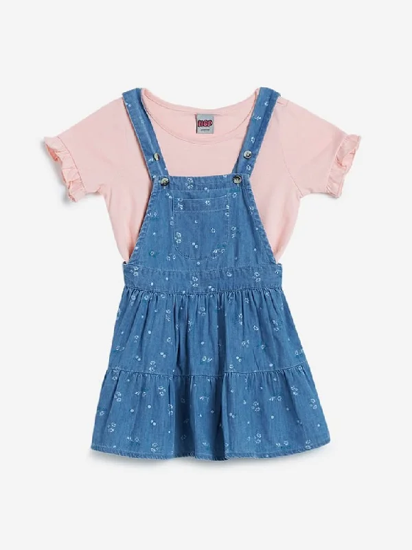 HOP Kids Blue Floral Pinafore and T-Shirt Set