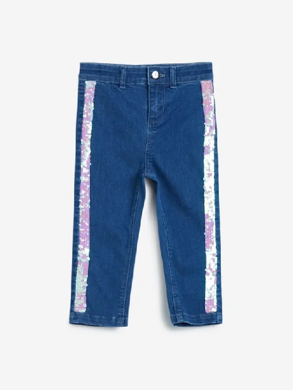 HOP Kids Dark Blue Reversible Sequin Capris