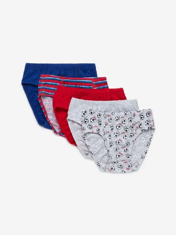 HOP Kids Red Printed Briefs Pack of Five