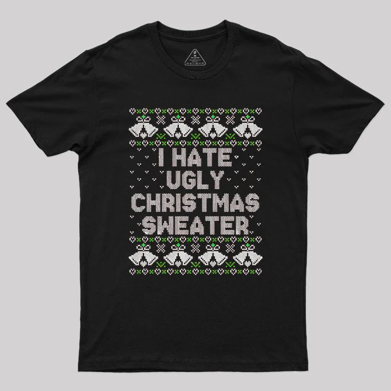 Striped Women T Shirt in a Classic PatternI Hate Ugly Christmas Sweater Geek T-Shirt