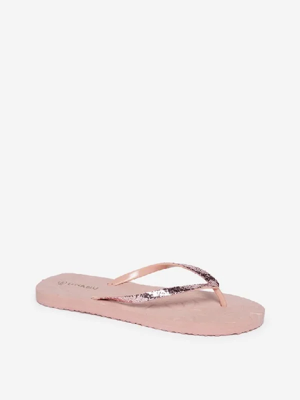 LUNA BLU Pink Embossed Flip-Flops