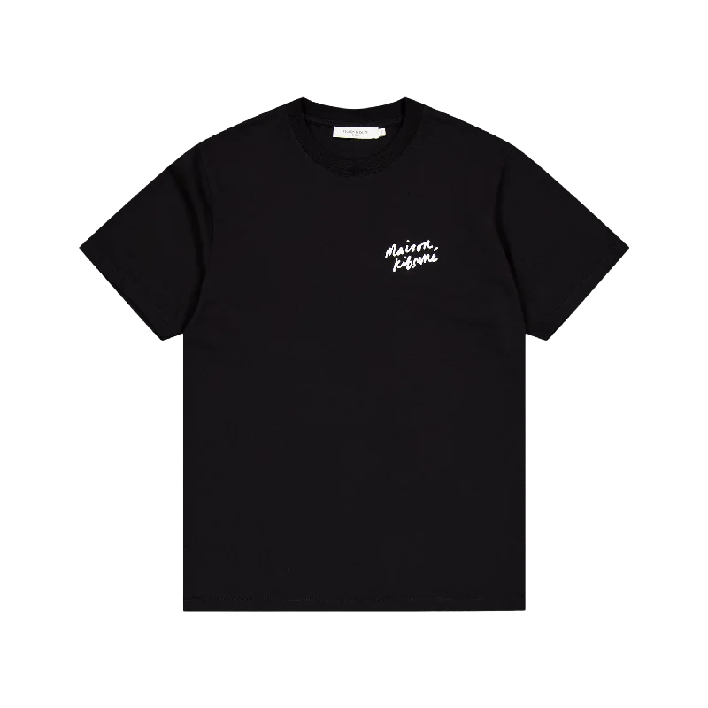 Pocketed Women T Shirt for Added FunctionalityMini Handwriting Classic Tee-s Black