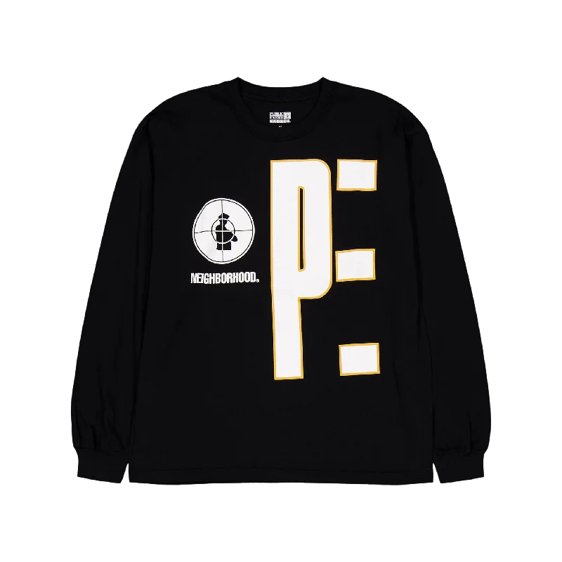 Pocketed Women T Shirt for Added FunctionalityNh X Public Enemy . Tee Ls-1 Black