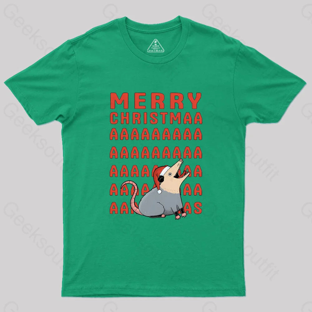 Crew Neck Women T Shirt with a Timeless DesignOpossum Christmas Geek T-Shirt