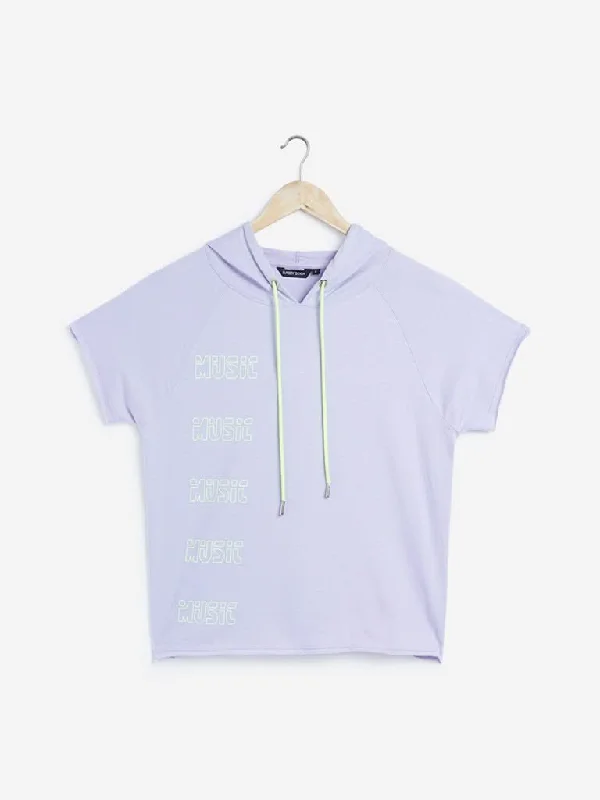 Sassy Soda Curves Lilac Printed Hooded T-Shirt