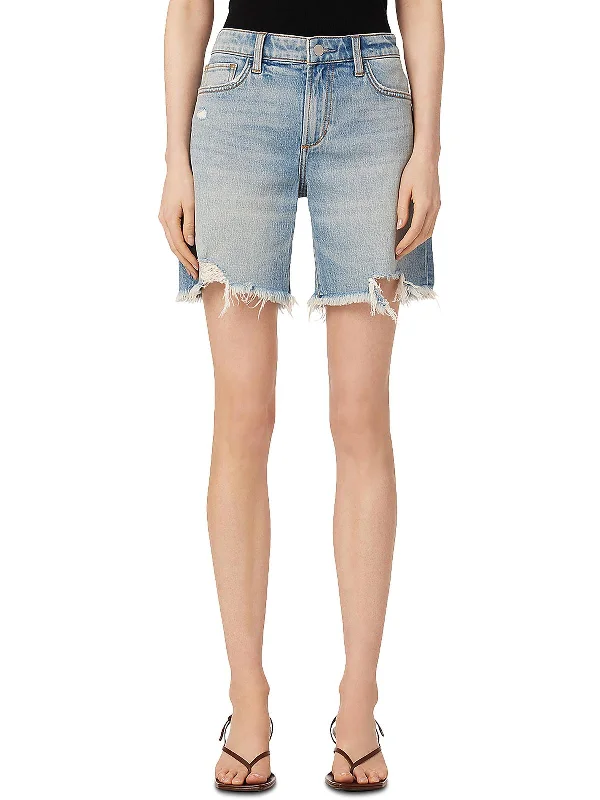 The 7" Lara Womens Denim Distressed Bermuda Shorts